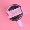 Stanley loveshackfancy ibiza sunset quencher with a sugared pastel pink topper tag