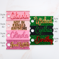 Topper Tags for Stanley Quencher showing custom name tag attachments
