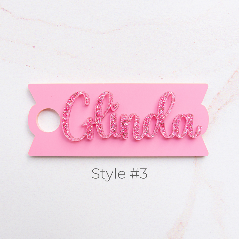 Topper Tags for Stanley Quencher showing custom name tag attachments