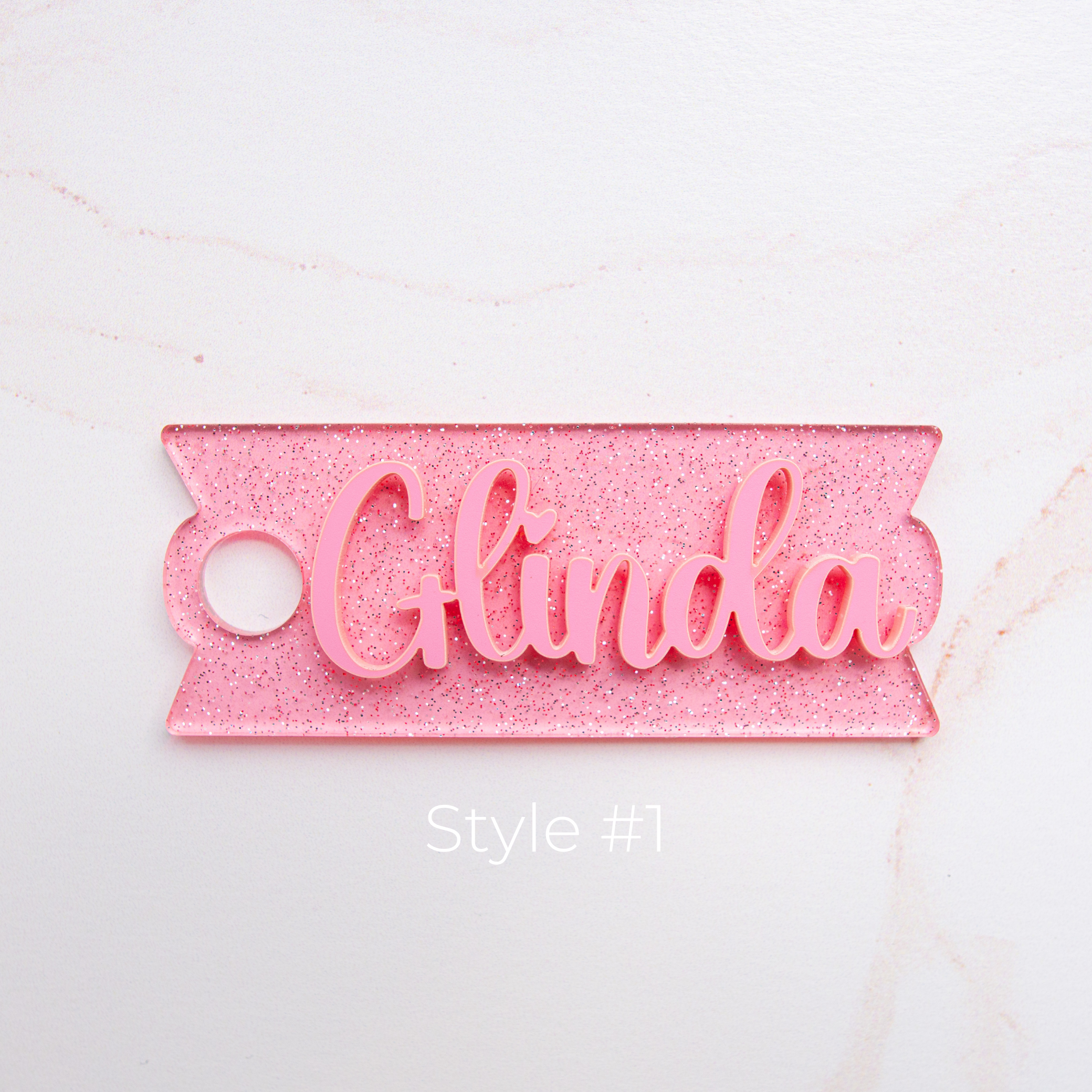 Topper Tags for Stanley Quencher showing custom name tag attachments