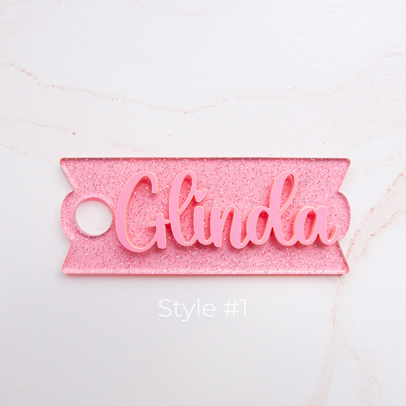 Topper Tags for Stanley Quencher showing custom name tag attachments
