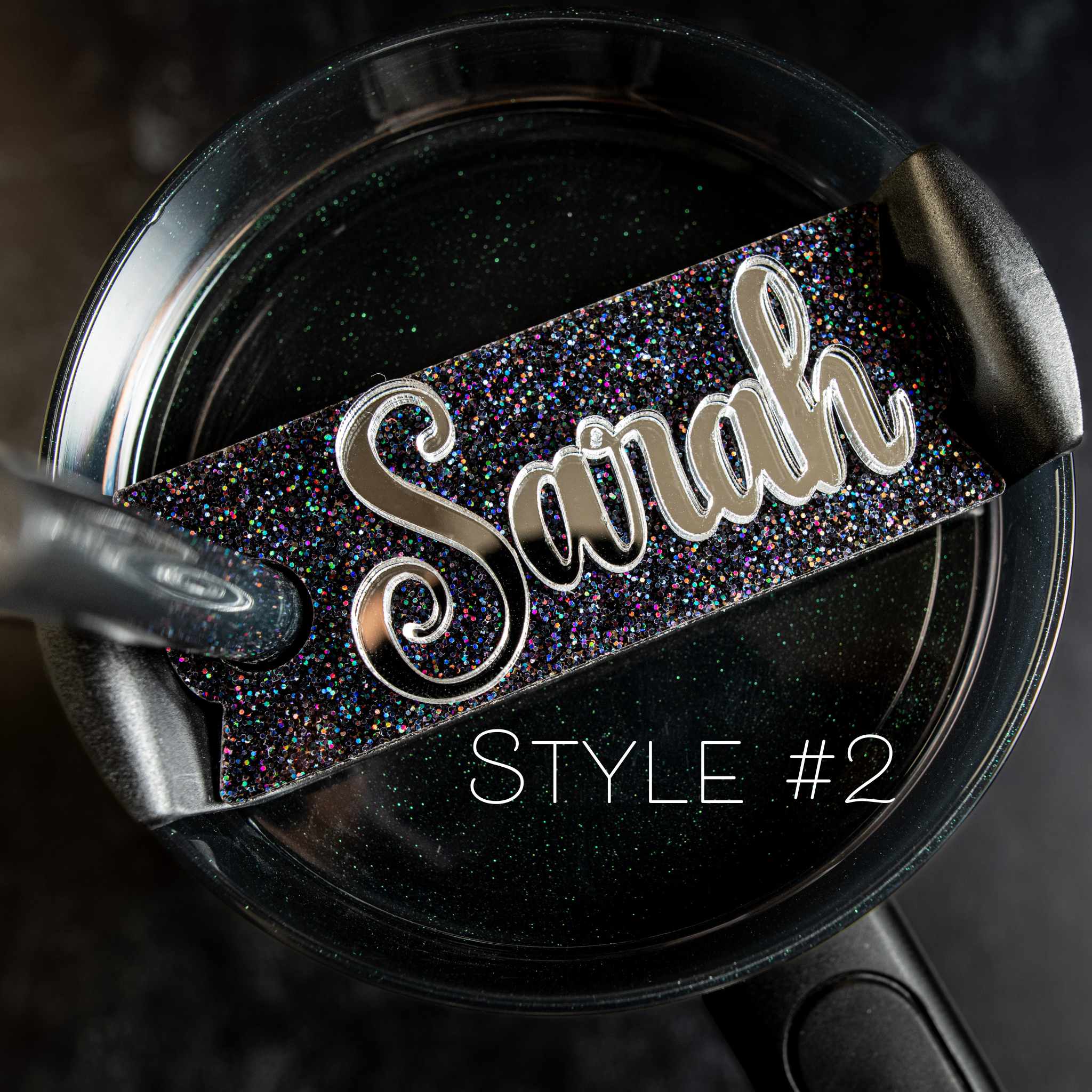 Topper Tag™ Custom Name Plate for Stanley Midnight Glitz