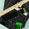 Black personalized pencils showing custom name stamping in metallic foil