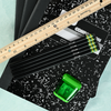 Black personalized pencils showing custom name stamping in metallic foil