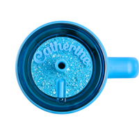 Topper Tag aquamarine sparkle coordinating with electric blue Brumate showing perfect color match
