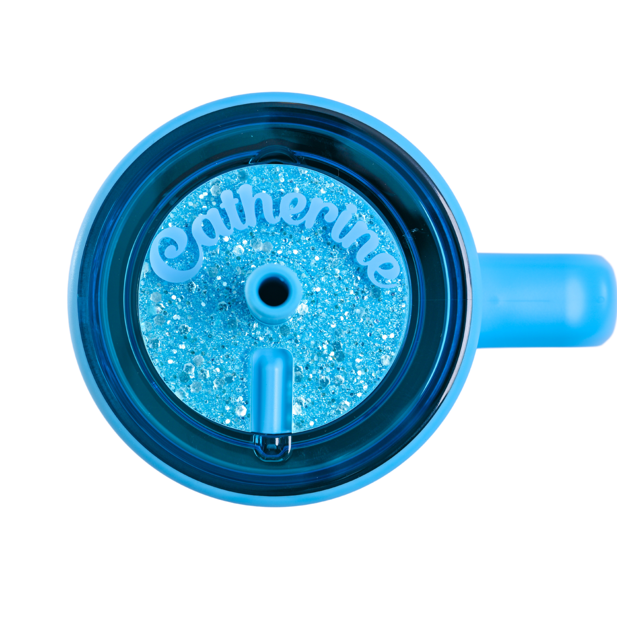 Topper Tag aquamarine sparkle coordinating with electric blue Brumate showing perfect color match