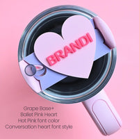 Topper Tag™ Valentine Heart for Stanley Quencher | Personalized Name Plate - Southern Supply