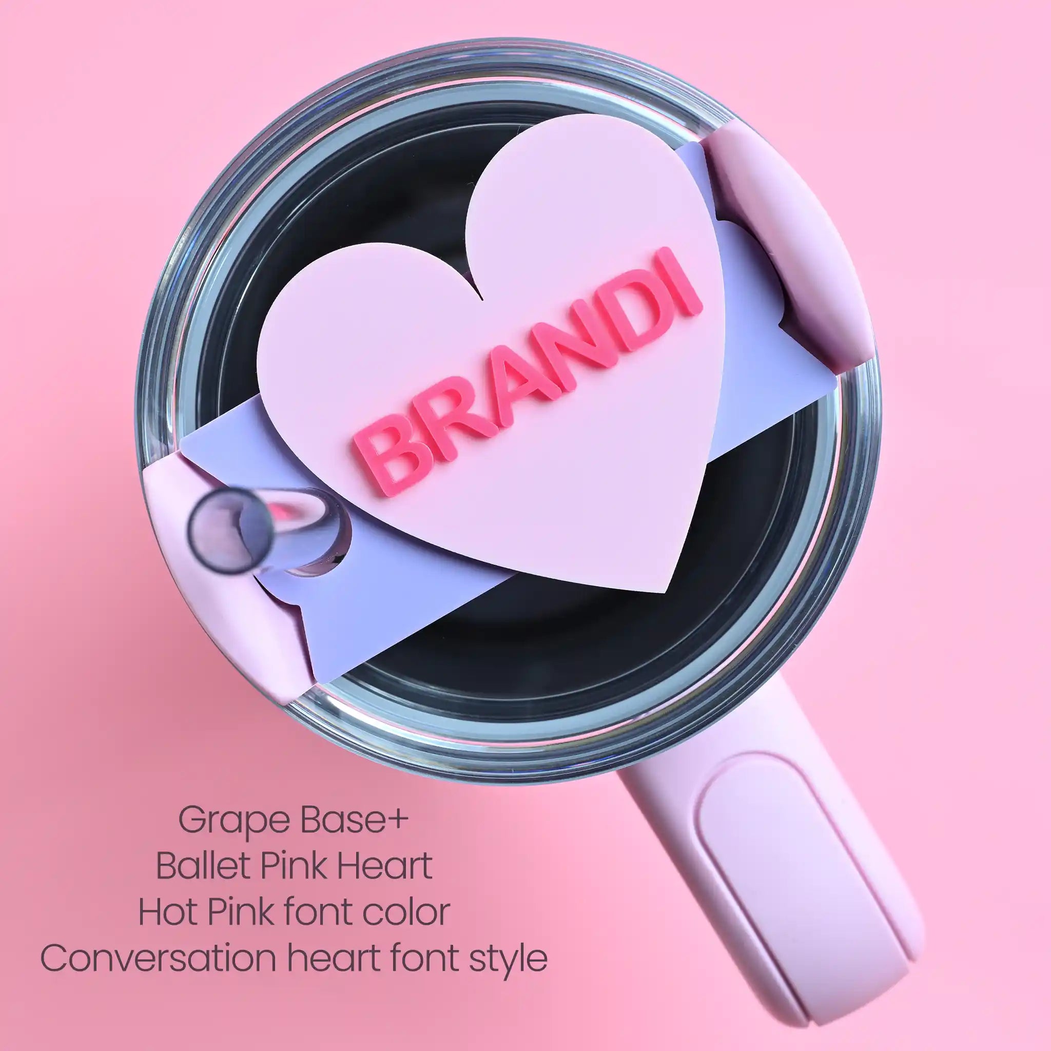 Topper Tag™ Valentine Heart for Stanley Quencher | Personalized Name Plate - Southern Supply