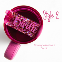 Topper Tag perfect pair Stanley berry truffle Quencher showing custom name tag attachment 