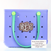 Rose gold glitter Monogram boggy button Custom Tote Bag Charm attached to a bogg bag 