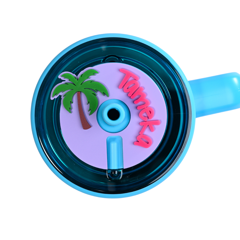 Topper Tag grape Palm Beach tropical palm tree design for Brumate showing custom name personalization