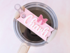 Topper Tags for Stanley Quencher showing custom name tag attachments
