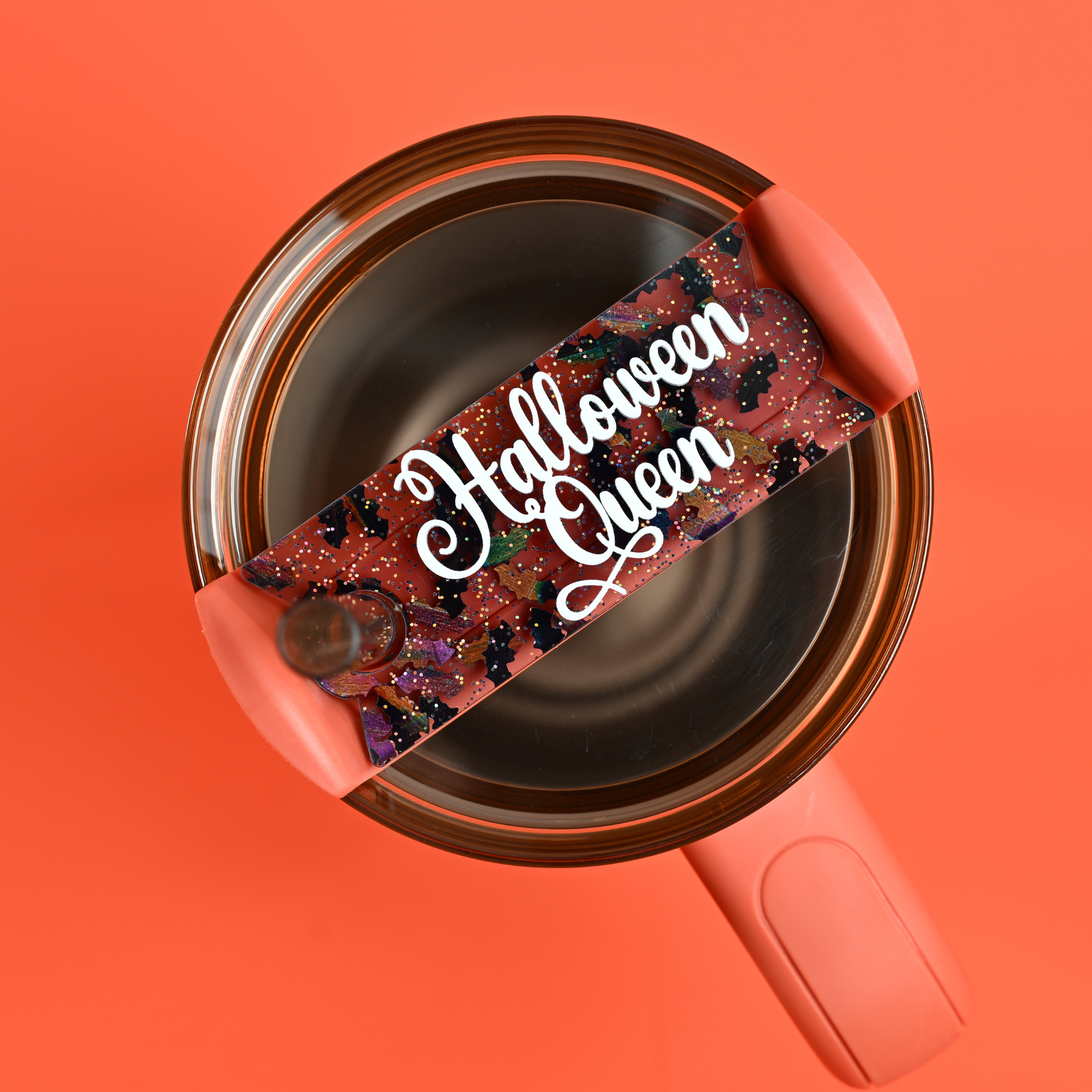 Topper Tag displaying "Halloween Queen" fall phrase design for Stanley Quencher with royal spooky theme