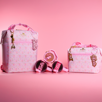 Love Shack Fancy Ibiza Sunset floral-patterned bags with matching Southern Supply bag tags and topper tags