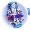 Funny 4th of July Topper Tag showing red white blue stars design with 'Makes me want a hotdog real bad' humor for Stanley Quencher
