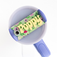 Topper Tag may flowers design for Stanley Quencher showing custom name tag attachment