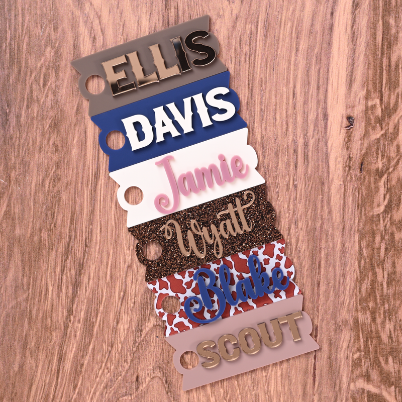 brown cow, mauve, cocoa glitter, white, navy, cocoa Topper Tags curated for Mesa Rose Stanley showing perfect desert luxury coordination