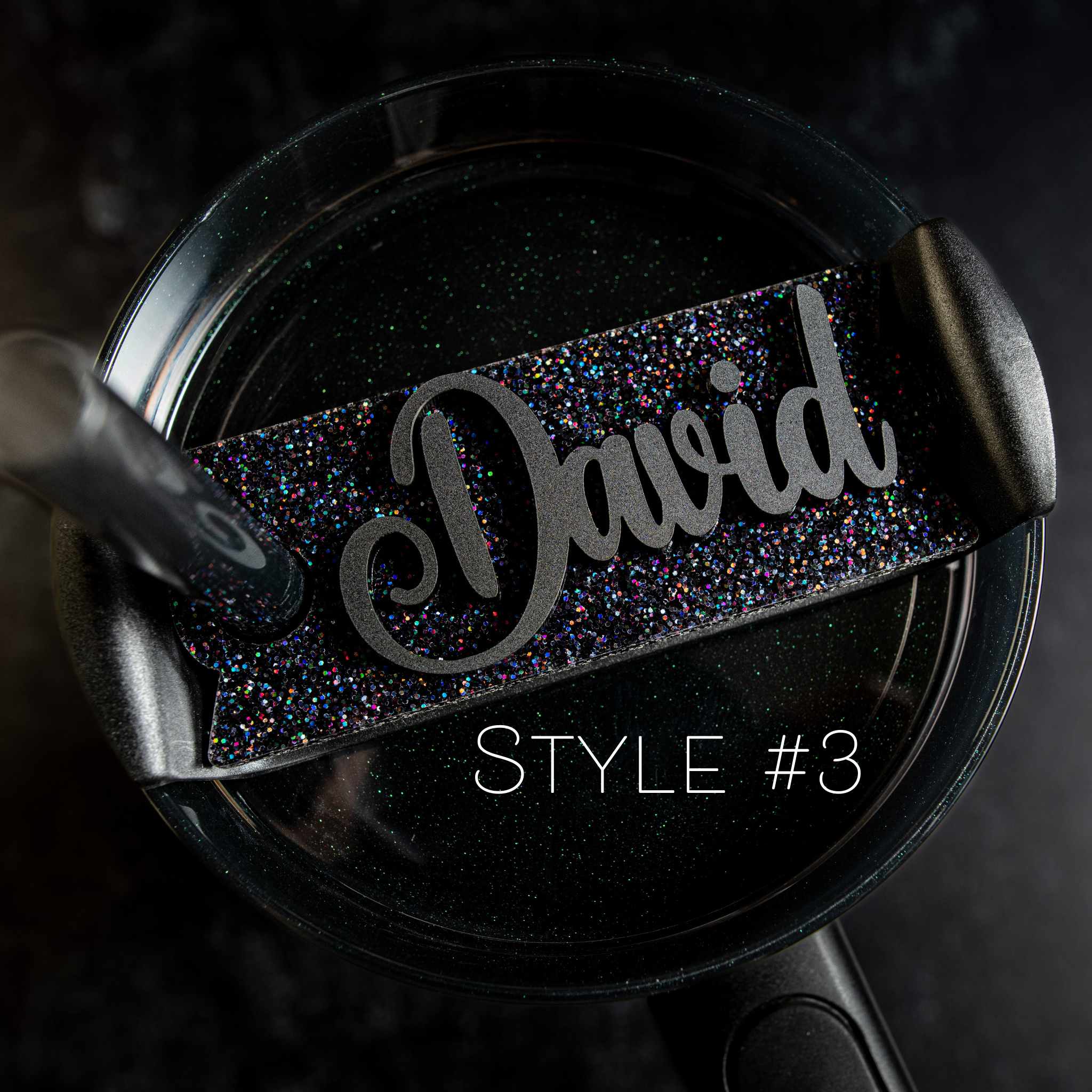 Topper Tag™ Custom Name Plate for Stanley Midnight Glitz
