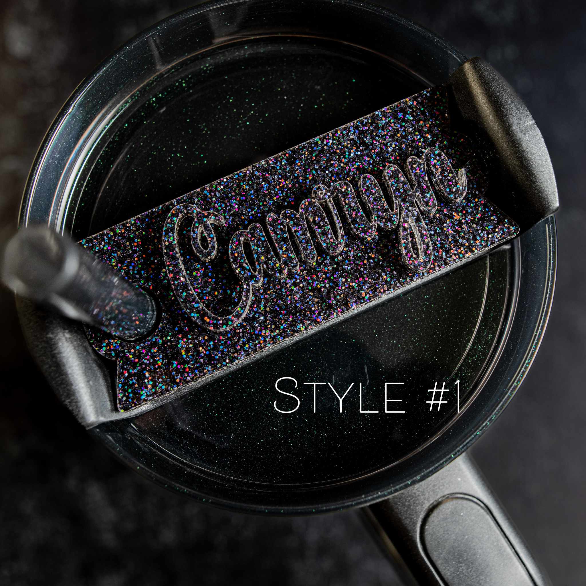 Topper Tag™ Custom Name Plate for Stanley Midnight Glitz