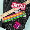 Neon personalized pencils showing custom name stamping in metallic foil