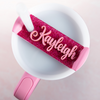 Topper Tag perfect pair for Stanley Peony Quencher showing custom name tag attachment