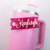 Topper Tag perfect pair for Stanley Peony Quencher showing custom name tag attachment