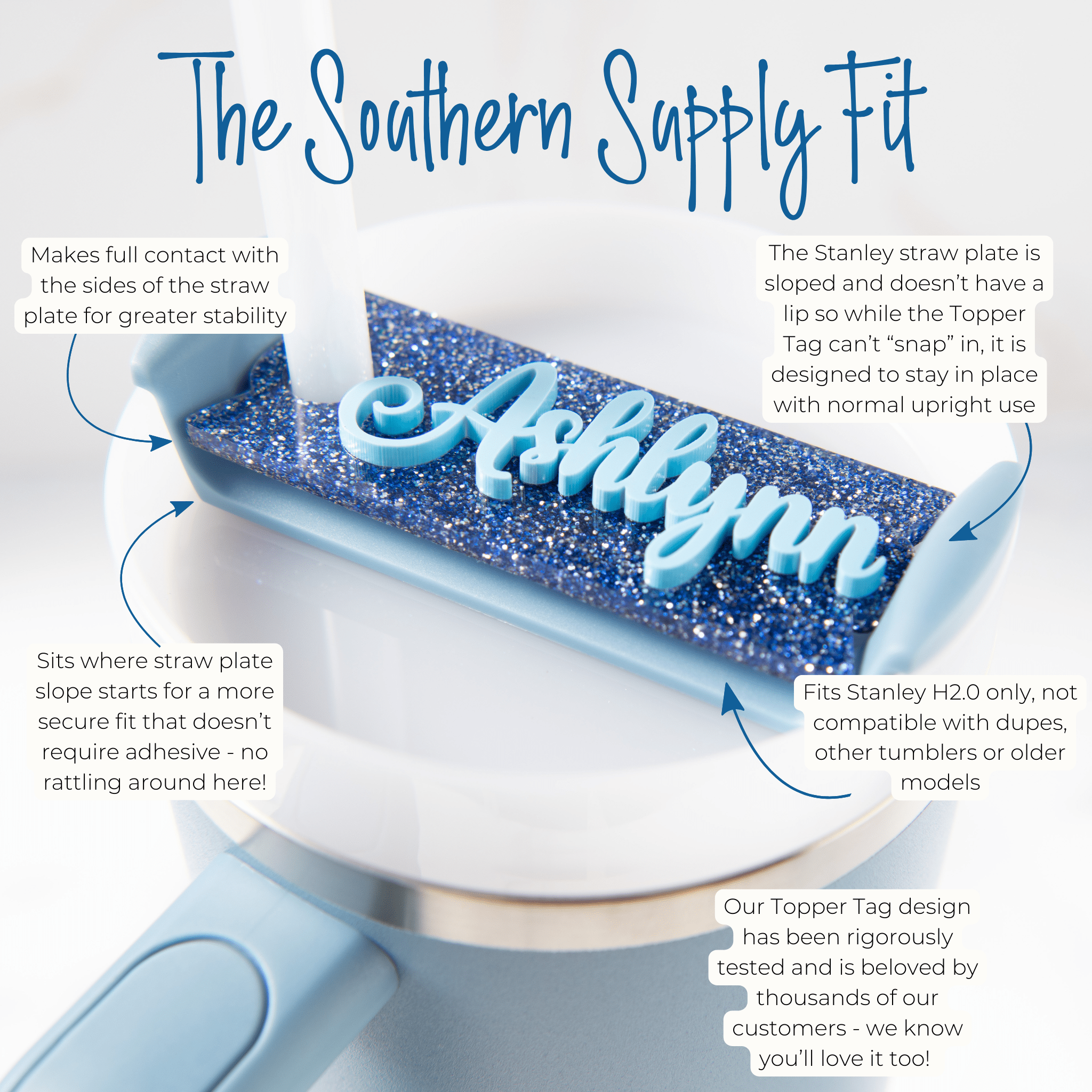 A TEST Topper Tag™ Custom Name Plate for Stanley Quencher | Personalized All Sizes (Copy) - Southern Supply