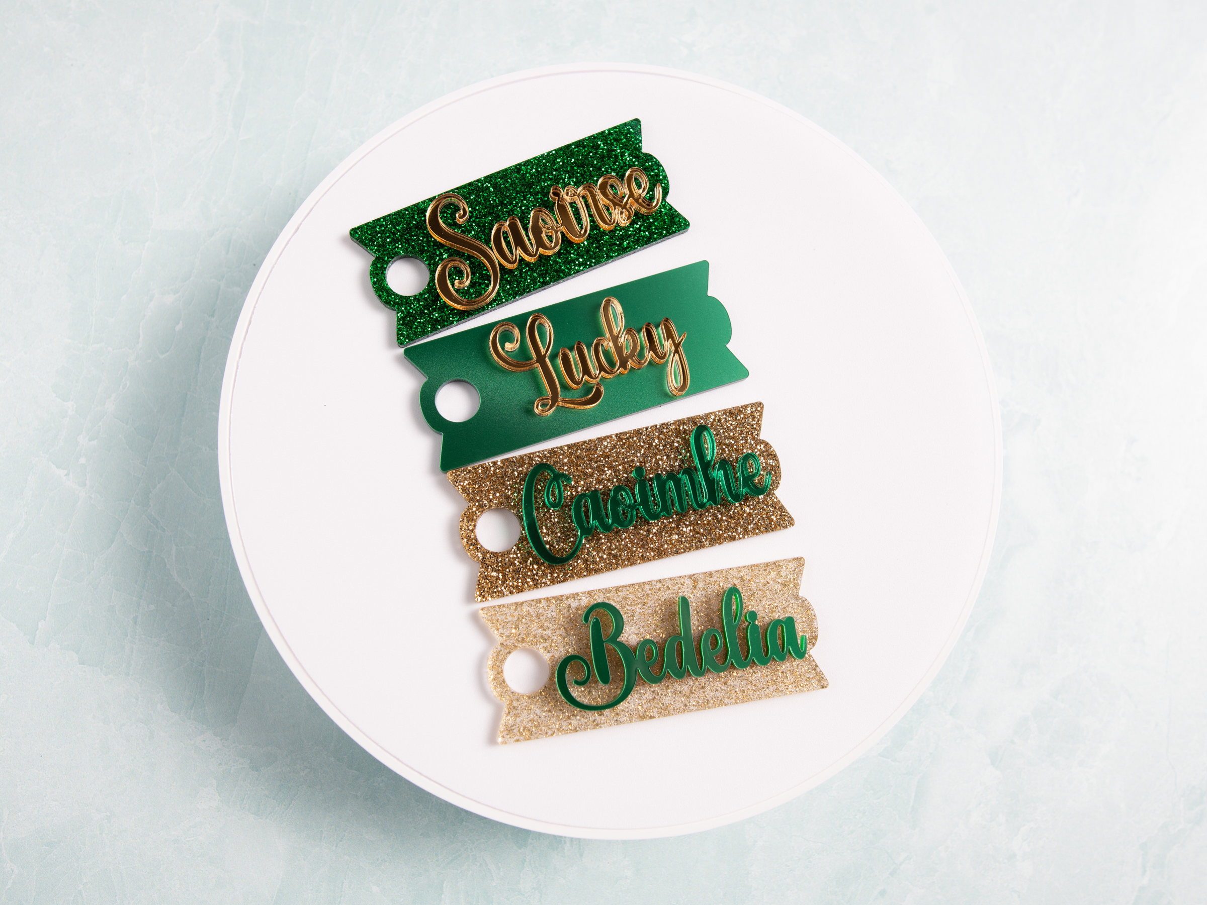 Topper Tag perfect pair Stanley shamrock green custom name tag attachments