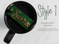 Topper Tag perfect pair Stanley shamrock green Quencher showing custom name tag attachments