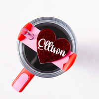 Topper Tags for Stanley Quencher showing custom name tag attachments