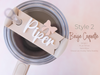 Topper Tags for Stanley Quencher showing custom name tag attachments