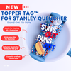 Funny 4th of July Topper Tag showing red white blue stars design with 'suns out buns out' humor for Stanley Quencher