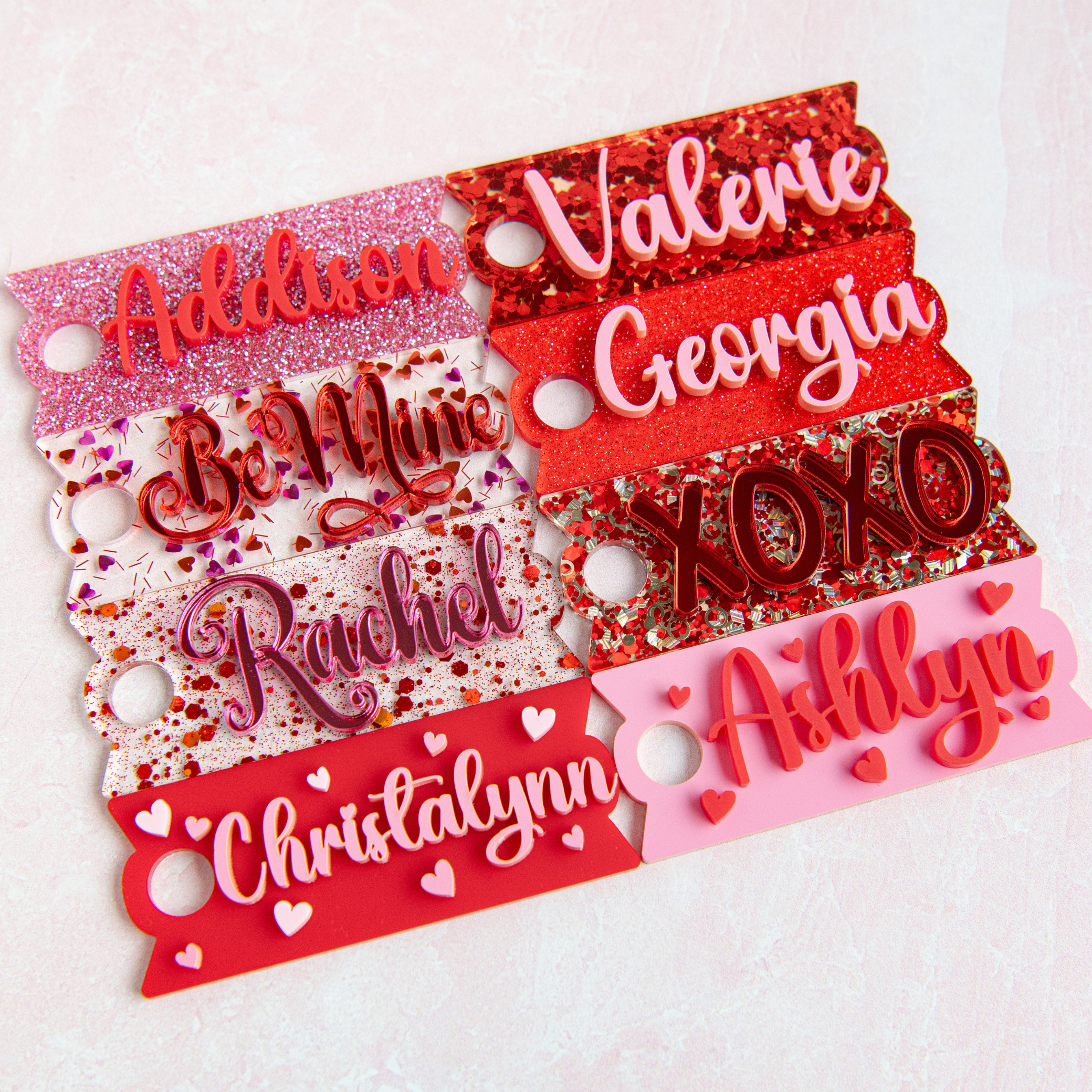 Topper Tags for Stanley Quencher showing custom name tag attachments