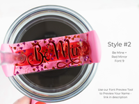 Topper Tags for Stanley Quencher showing custom name tag attachments