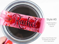 Topper Tags for Stanley Quencher showing custom name tag attachments