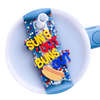 Funny 4th of July Topper Tag showing red white blue stars design with 'suns out buns out' humor for Stanley Quencher