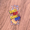 Funny 4th of July Topper Tag showing red white blue stars design with 'suns out buns out' humor for Stanley Quencher
